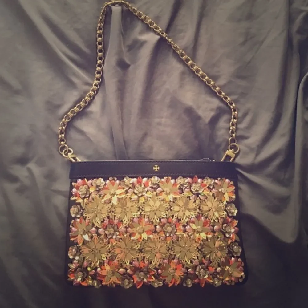 Tory Burch sequin sparkle clutch new